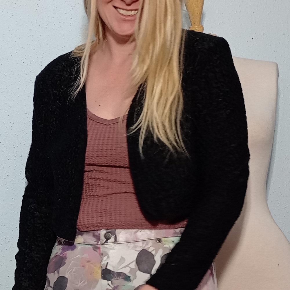 Vintage 90s Textured Velvet Bolero From Jacqueline Ferrar